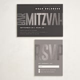 "Modern Foil Bar Mitzvah" - Mitzvah RSVP Cards in Charcoal by Stacy Maalouf - With Invitation