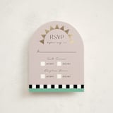 "Hollywood Deco" - Mitzvah RSVP Cards in Aqua by Becky Nimoy - Front