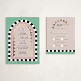 "Hollywood Deco" - Mitzvah RSVP Cards in Aqua by Becky Nimoy - With Invitation