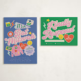 "Retro16" - Mitzvah RSVP Cards in Groovy Blues by Vera Lim - With Invitation