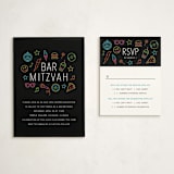 "Neon Vibes" - Mitzvah RSVP Cards in Candy by Brandy Folse - With Invitation