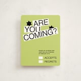 "Decal" - Mitzvah RSVP Cards in Lime by Inkblot Design - Front