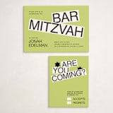 "Decal" - Mitzvah RSVP Cards in Lime by Inkblot Design - With Invitation