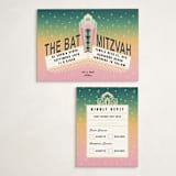 "Bat Mitzvah Theatre Marquee" - Mitzvah RSVP Cards in Peony by Becky Nimoy - With Invitation