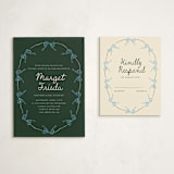 "Oval Bow Wreath" - Mitzvah RSVP Cards in Forest by Aviva Atri - With Invitation