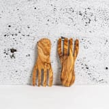 "Olive Wood Salad Servers Flat Forks Set" - Serving Accessories in natural by Powered By People