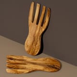 "Olive Wood Salad Servers Flat Forks Set" - Serving Accessories in natural by Powered By People