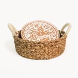 "Monogrammed Bread Warmer & Wicker Basket - Bird Round" - Serving Accessories in natural by KORISSA