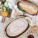 "Handmade Bread Warmer & Wicker Basket - Tree of Life Oval" - Serving Accessories in natural by KORISSA