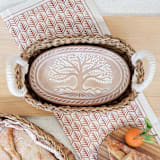 "Handmade Bread Warmer & Wicker Basket - Tree of Life Oval" - Serving Accessories in natural by KORISSA