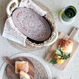 "Handmade Bread Warmer & Wicker Basket - Flower" - Serving Accessories in natural by KORISSA