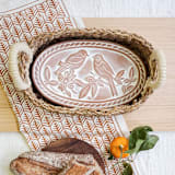 "Handmade Bread Warmer & Wicker Basket - Lovebirds Oval" - Serving Accessories in natural by KORISSA
