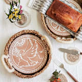 "Handmade Bread Warmer & Wicker Basket - Dove In Peace" - Serving Accessories in natural by KORISSA