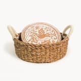 "Handmade Bread Warmer & Wicker Basket - Bird Round" - Serving Accessories in natural by KORISSA