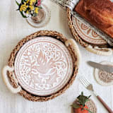 "Handmade Bread Warmer & Wicker Basket - Bird Round" - Serving Accessories in natural by KORISSA