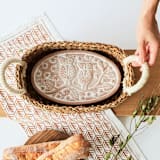 "Handmade Bread Warmer & Wicker Basket - Owl Oval" - Serving Accessories in natural by KORISSA