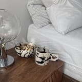 "Rock Handmade Pottery Cereal/Soup Bowl - Black & White Splatterware" - Serving Bowls in multicolor by OWO Cerámica