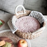 "Handmade Bread Warmer & Wicker Basket - Vintage flower" - Serving Bowls in natural by KORISSA