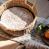 "Monogrammed Bread Warmer & Wicker Basket - Bird Round" - Serving Bowls in natural by KORISSA