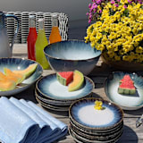 "Cypress Grove Large Serving Bowl" - Serving Bowls in multicolorassorted-colors by Carmel Ceramica