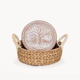 "Bread Warmer & Basket - Tree of Life Round" - Serving Bowls in natural by KORISSA