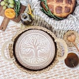 "Bread Warmer & Basket - Tree of Life Round" - Serving Bowls in natural by KORISSA