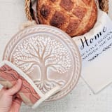 "Bread Warmer & Basket - Tree of Life Round" - Serving Bowls in natural by KORISSA