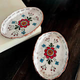 "My Garden Oval Plates, Set-of-2" - Plates in multicolor by Didem Firat