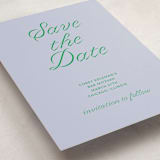 "Torah Tribute" - Bar and Bat Mitzvah Save The Date in Verdant by Inkblot Design - Detail