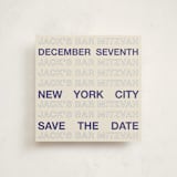 "Be There or Be Square - Save The Date" - Bar and Bat Mitzvah Save The Date in Cream by Cleghorn Creative - Front
