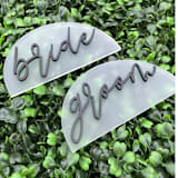 "Bride + Groom Place Settings | Acrylic" - Wedding Signs in clear by The Crazy Bunny Lady
