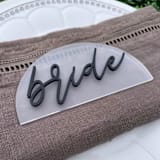 "Bride + Groom Place Settings | Acrylic" - Wedding Signs in clear by The Crazy Bunny Lady