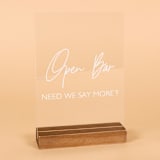 "Acrylic Table Signage | “Open Bar”" - Wedding Signs in clear by Hanna Roberts