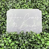 "Here Comes The Bride  Sign| Acrylic" - Wedding Signs in clear by The Crazy Bunny Lady