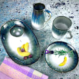 "Cypress Grove Oval Platter" - Serving Platters and Trays in multicolorassorted-colors by Carmel Ceramica