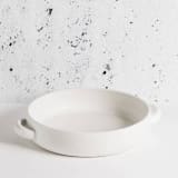 "Large Serving Plate With Handles 13.4" - Matte White" - Serving Platters and Trays in white by Powered By People
