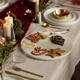 "Elegant White Marble Serving Platter with Unique Grey Veining" - Serving Platters and Trays in beige by Powered By People