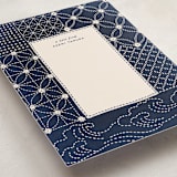 "Sashiko Jacket" - Personalized Stationery Cards in Indigo by Hooray Creative - Detail