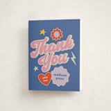 "Retro16" - Mitzvah Thank You Cards in Groovy Blues by Vera Lim - Front