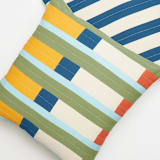 "Stamp Throw Pillow" - Throw Pillows in multicolor by Anchal