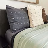 "Nira Indigo Handloom Pillow" - Throw Pillows in blue by Anjali Purohit