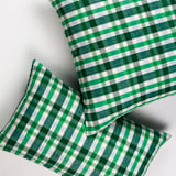 "Josefina Plaid Handwoven Cotton Throw Pillow, Size 12" x 20"" - Throw Pillows in green by Archive New York