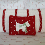"Westie Dog Mini Christmas Pillow" - Throw Pillows in red by Melange Collection