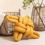 "Desert Yellow Vegan Suede Knot Pillow" - Throw Pillows in yellow by Knots Studio