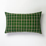 "Chiapas Green Plaid Handwoven Cotton Throw Pillow, Size 12" x 20"" - Throw Pillows in green by Archive New York
