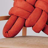"Red Earth Vegan Suede Knot Pillow" - Throw Pillows in red by Knots Studio