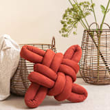 "Red Earth Vegan Suede Knot Pillow" - Throw Pillows in red by Knots Studio