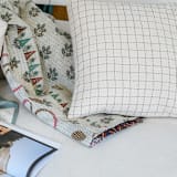 "Mini Grid-Stitch Throw Pillow" - Throw Pillows in white by Anchal