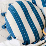 "Cabana Stripe Tassel Throw Pillow - Cobalt" - Throw Pillows in blue by Anchal