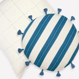 "Cabana Stripe Tassel Throw Pillow - Cobalt" - Throw Pillows in blue by Anchal